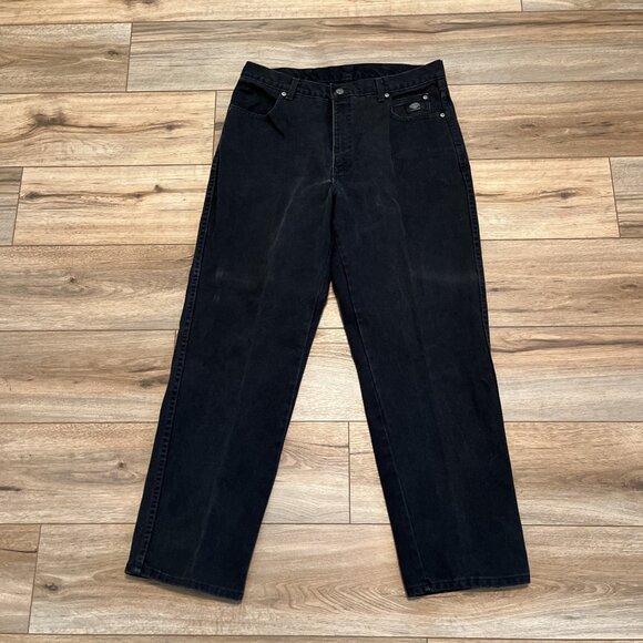 VTG Harley Davidson Relaxed Fit Denin Jeans SZ 36x30 Black USA Made Motorcycle - Picture 1 of 12